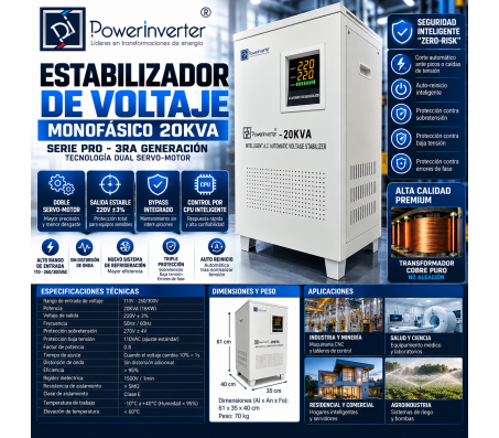 ESTABILIZADOR MONOFASICO 220VAC 20KVA T